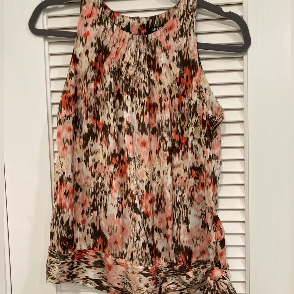 Sleeveless Blouse Feminine Satin Career Base Layer Bow Hem Pleated Neckline S